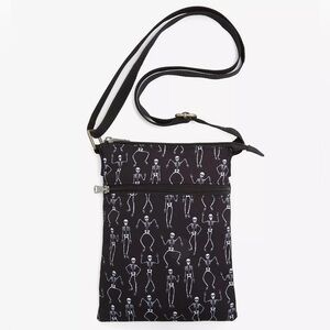 LOUNGEFLY DANCING SKELETONS PASSPORT CROSSBODY BAG! Creepy Cute Halloween Goth